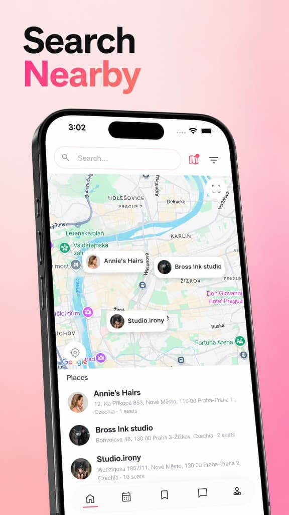 Picassa map search of nearby professionals
