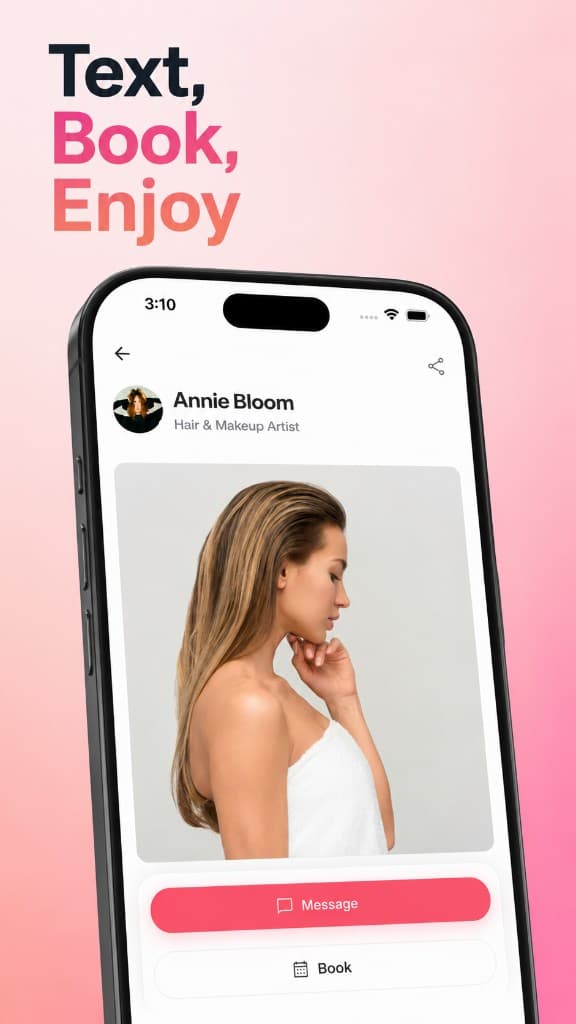 Professional profile with messaging and booking in Picassa